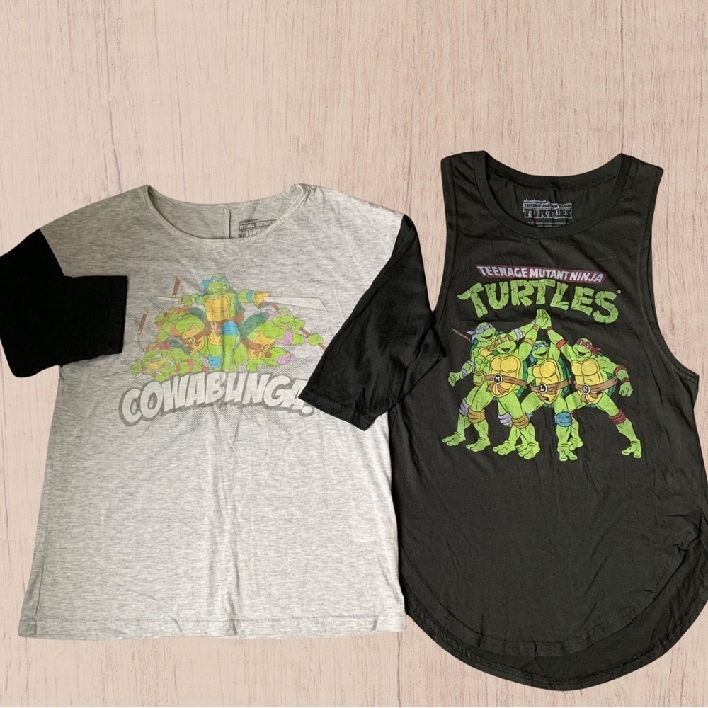 Vintage Look Ninja Turtle Shirt Bundle - Muscle Shirt & 3/4 Sleeve Shirt